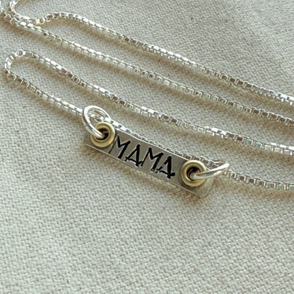 Sterling Silver Art Deco Mama Necklace with Golden Accents - Drake Designs Jewelry