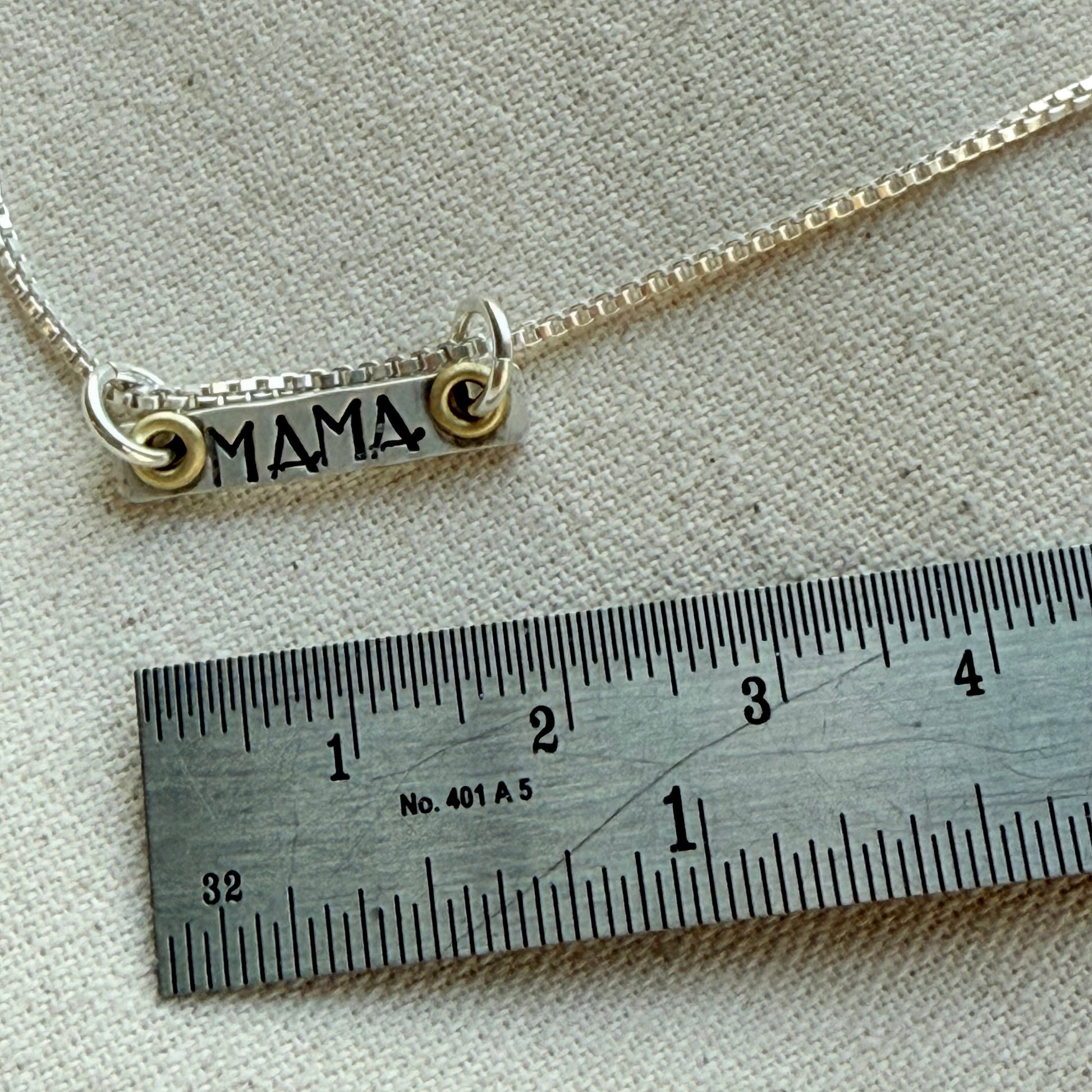 Sterling Silver Art Deco Mama Necklace with Golden Accents - Drake Designs Jewelry