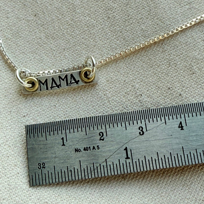 Sterling Silver Art Deco Mama Necklace with Golden Accents - Drake Designs Jewelry