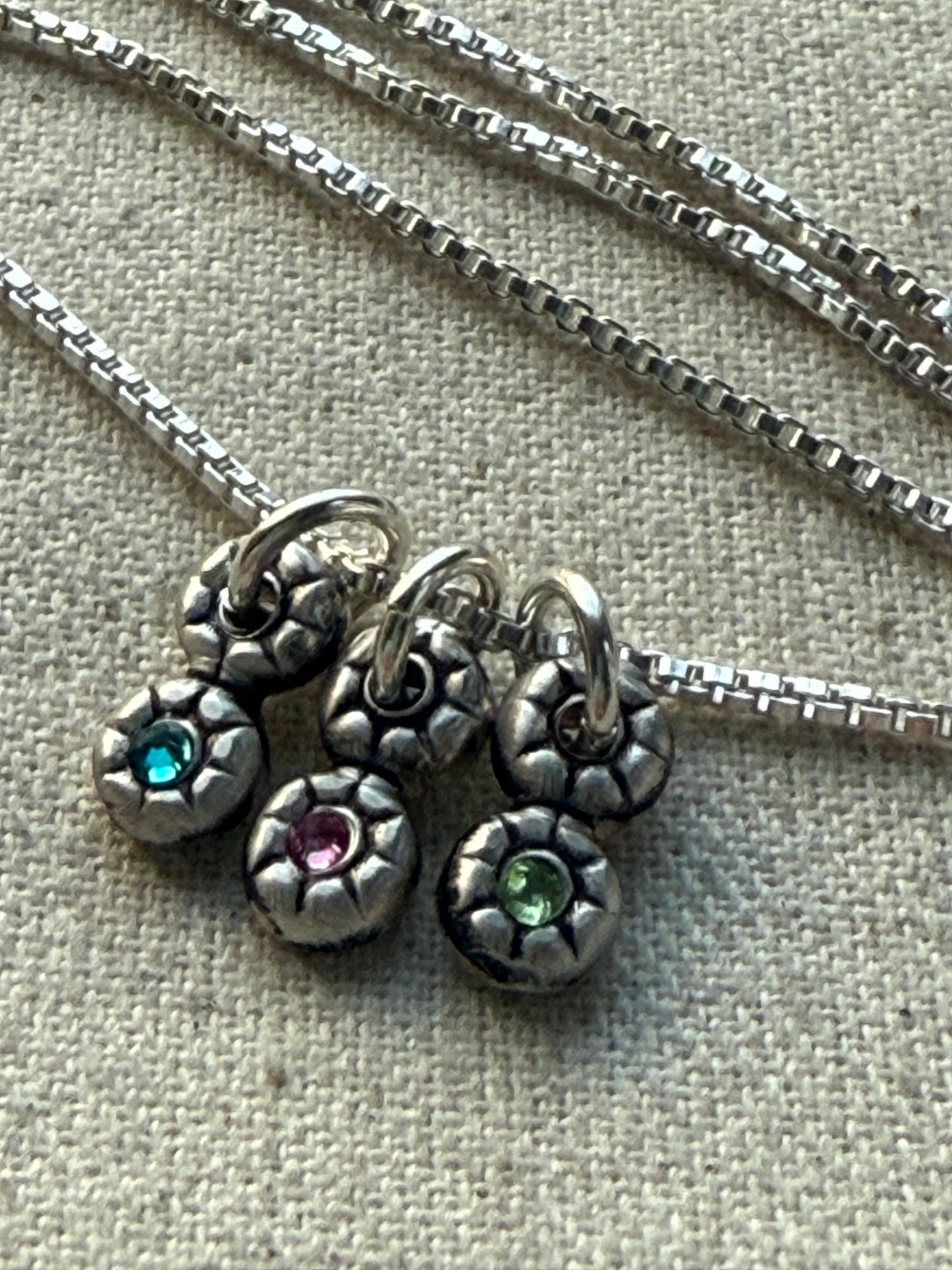 Teeny Tiny Sterling Silver Birthstone Flower Charm Necklace | Minimalist Mom Necklace | Drake Designs Jewelry
