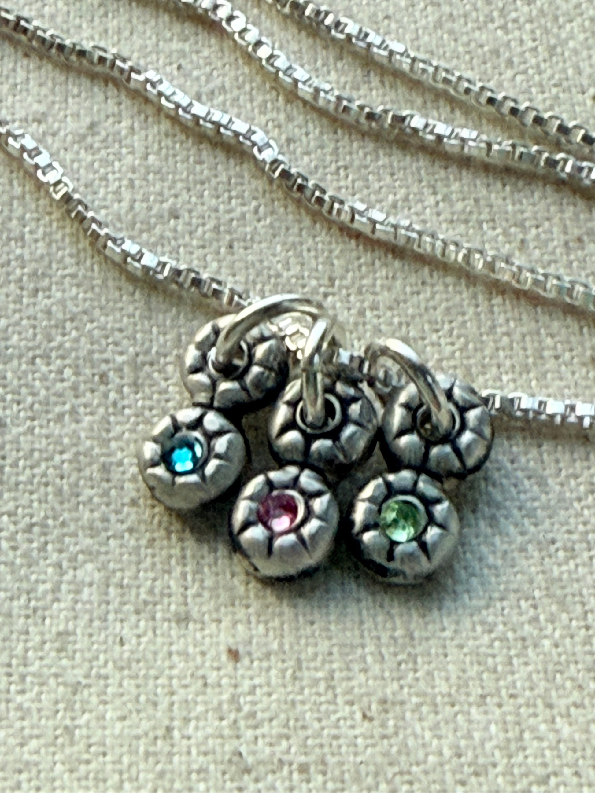 Teeny Tiny Sterling Silver Birthstone Flower Charm Necklace | Minimalist Mom Necklace | Drake Designs Jewelry