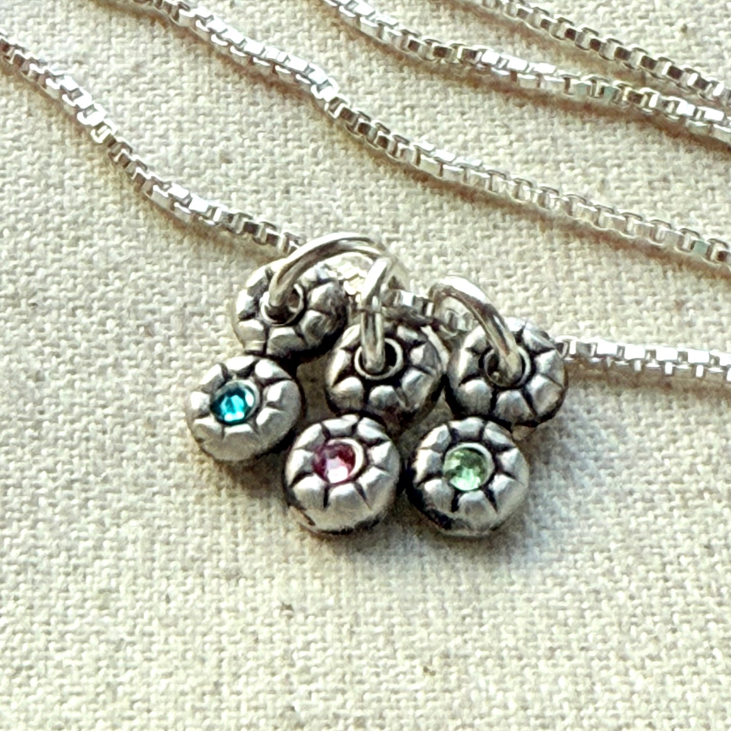 Teeny Tiny Sterling Silver Birthstone Flower Charm Necklace | Minimalist Mom Necklace | Drake Designs Jewelry