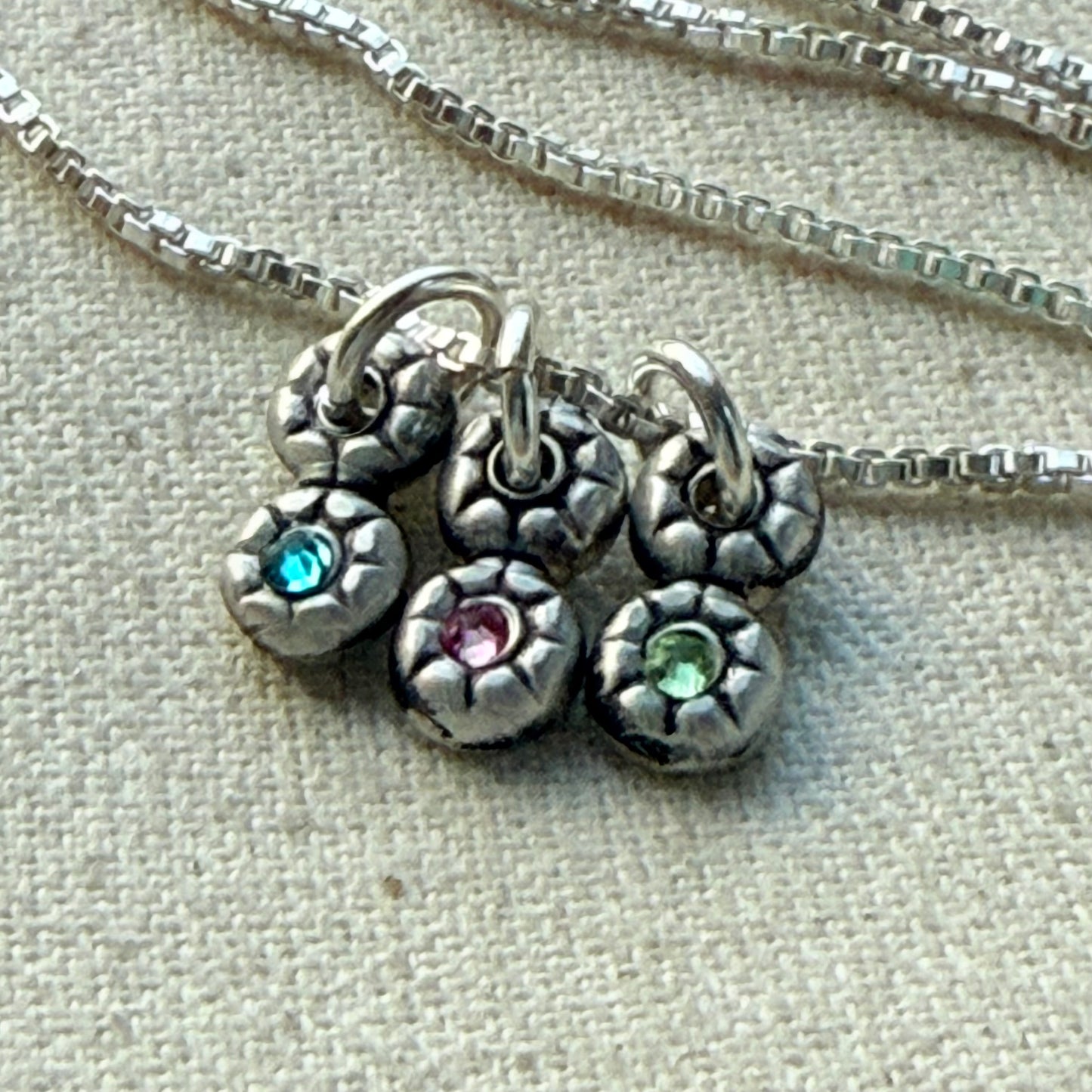 Teeny Tiny Sterling Silver Birthstone Flower Charm Necklace | Minimalist Mom Necklace | Drake Designs Jewelry