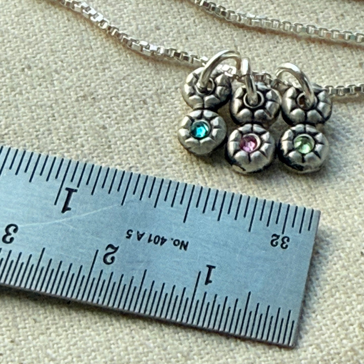 Teeny Tiny Sterling Silver Birthstone Flower Charm Necklace | Minimalist Mom Necklace | Drake Designs Jewelry