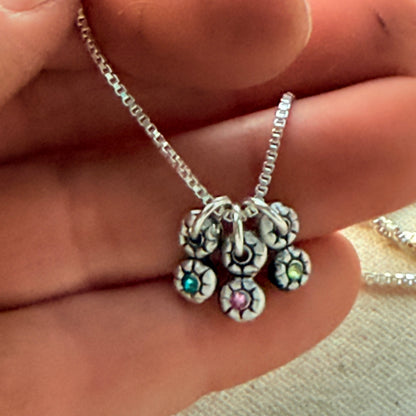 Teeny Tiny Sterling Silver Birthstone Flower Charm Necklace | Minimalist Mom Necklace | Drake Designs Jewelry