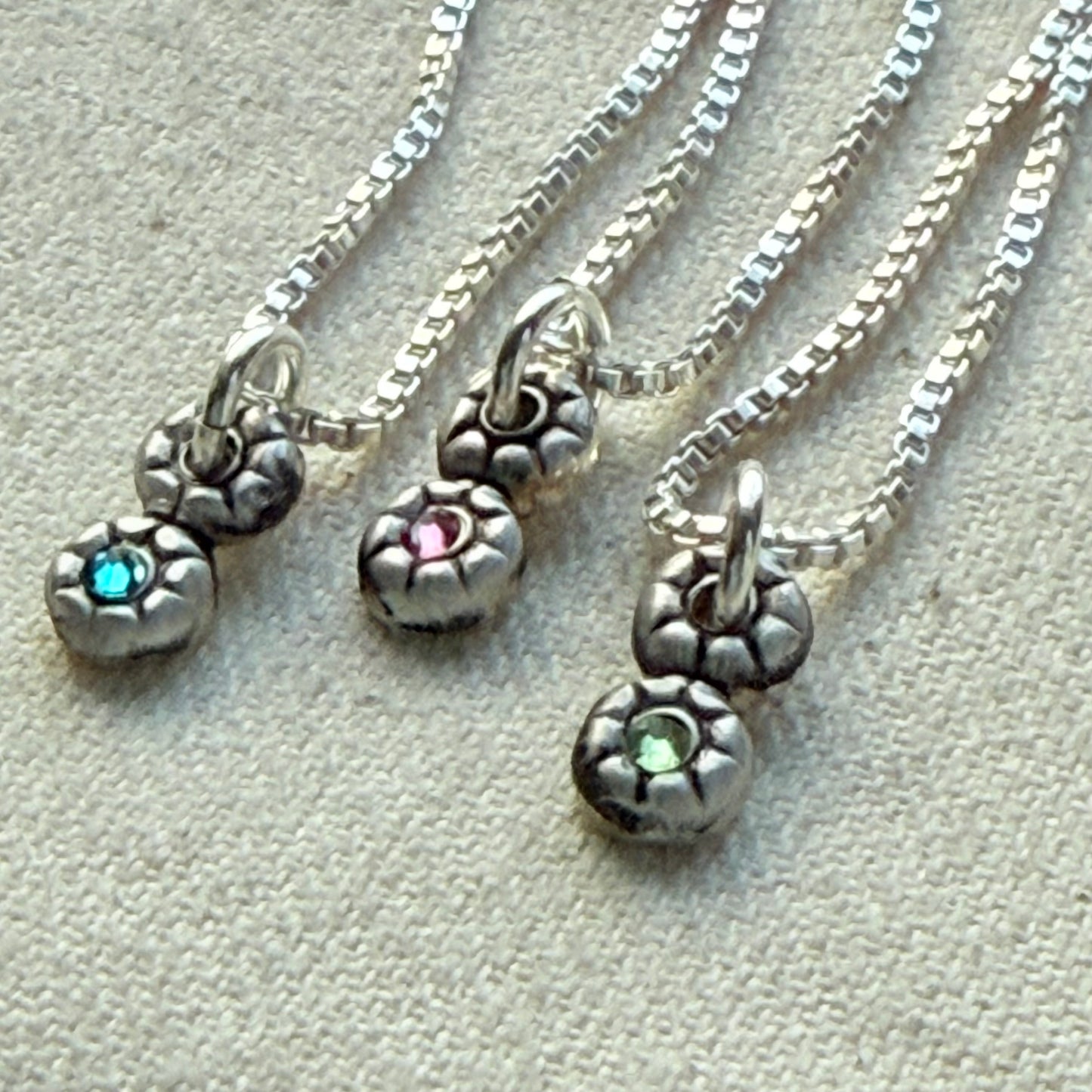 Teeny Tiny Sterling Silver Birthstone Flower Charm Necklace | Minimalist Mom Necklace | Drake Designs Jewelry