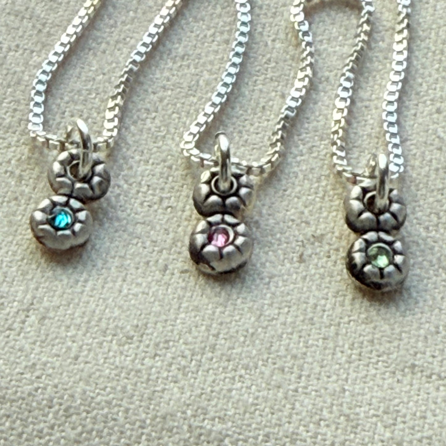 Teeny Tiny Sterling Silver Birthstone Flower Charm Necklace | Minimalist Mom Necklace | Drake Designs Jewelry