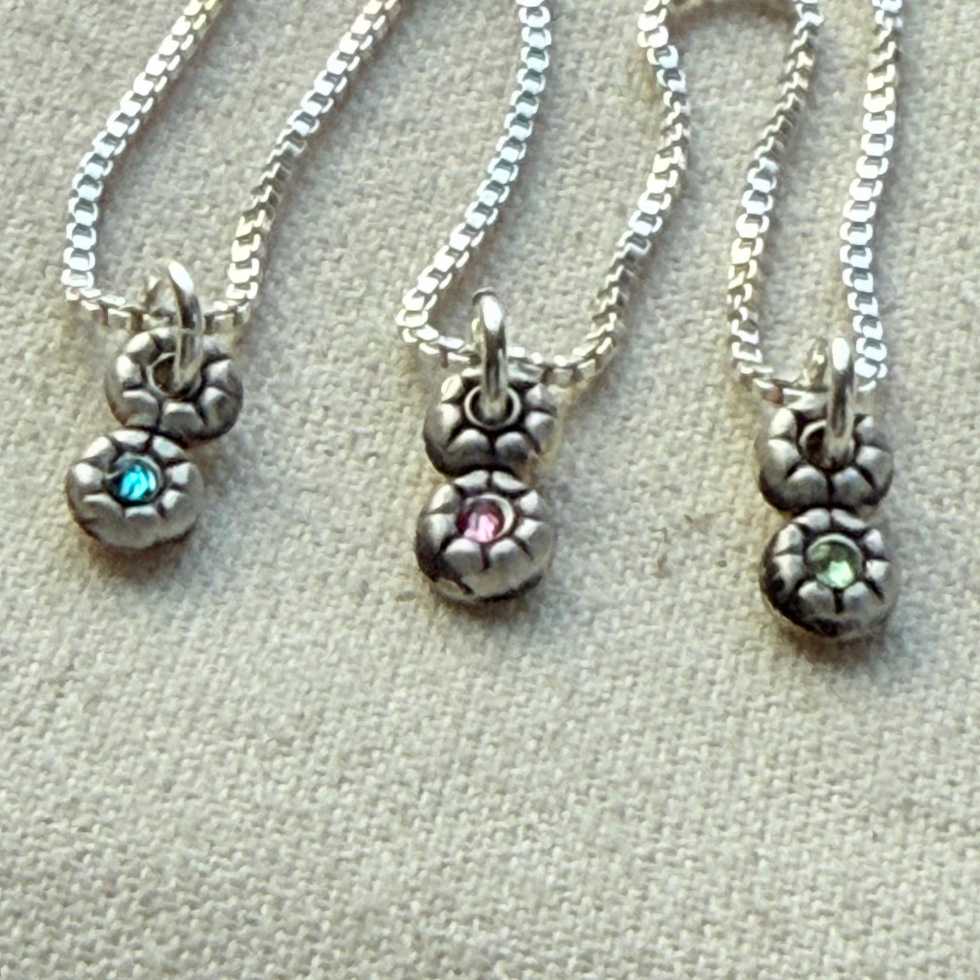 Teeny Tiny Sterling Silver Birthstone Flower Charm Necklace | Minimalist Mom Necklace | Drake Designs Jewelry
