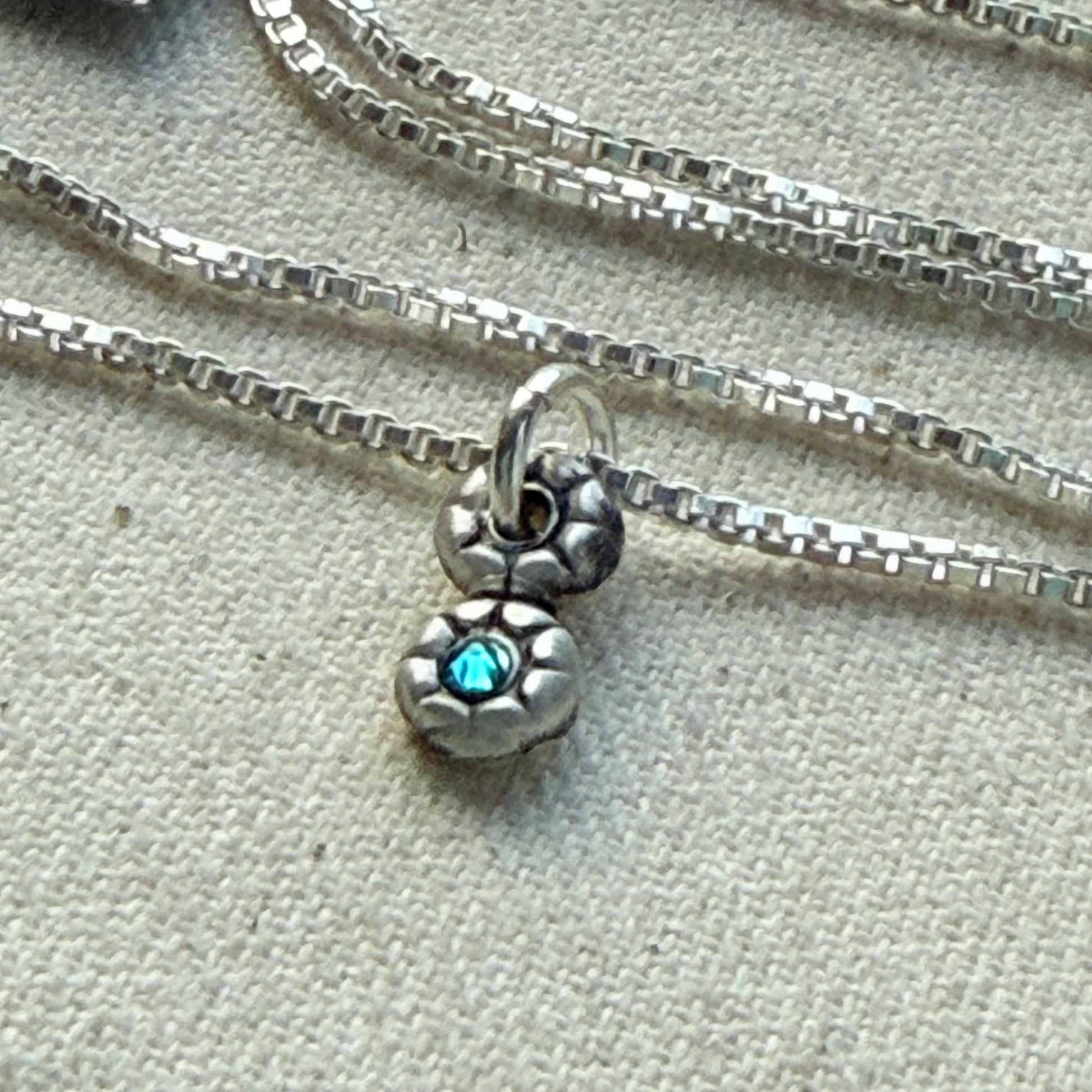 Teeny Tiny Sterling Silver Birthstone Flower Charm Necklace | Minimalist Mom Necklace | Drake Designs Jewelry