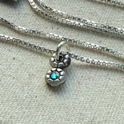 Teeny Tiny Sterling Silver Birthstone Flower Charm Necklace | Minimalist Mom Necklace | Drake Designs Jewelry