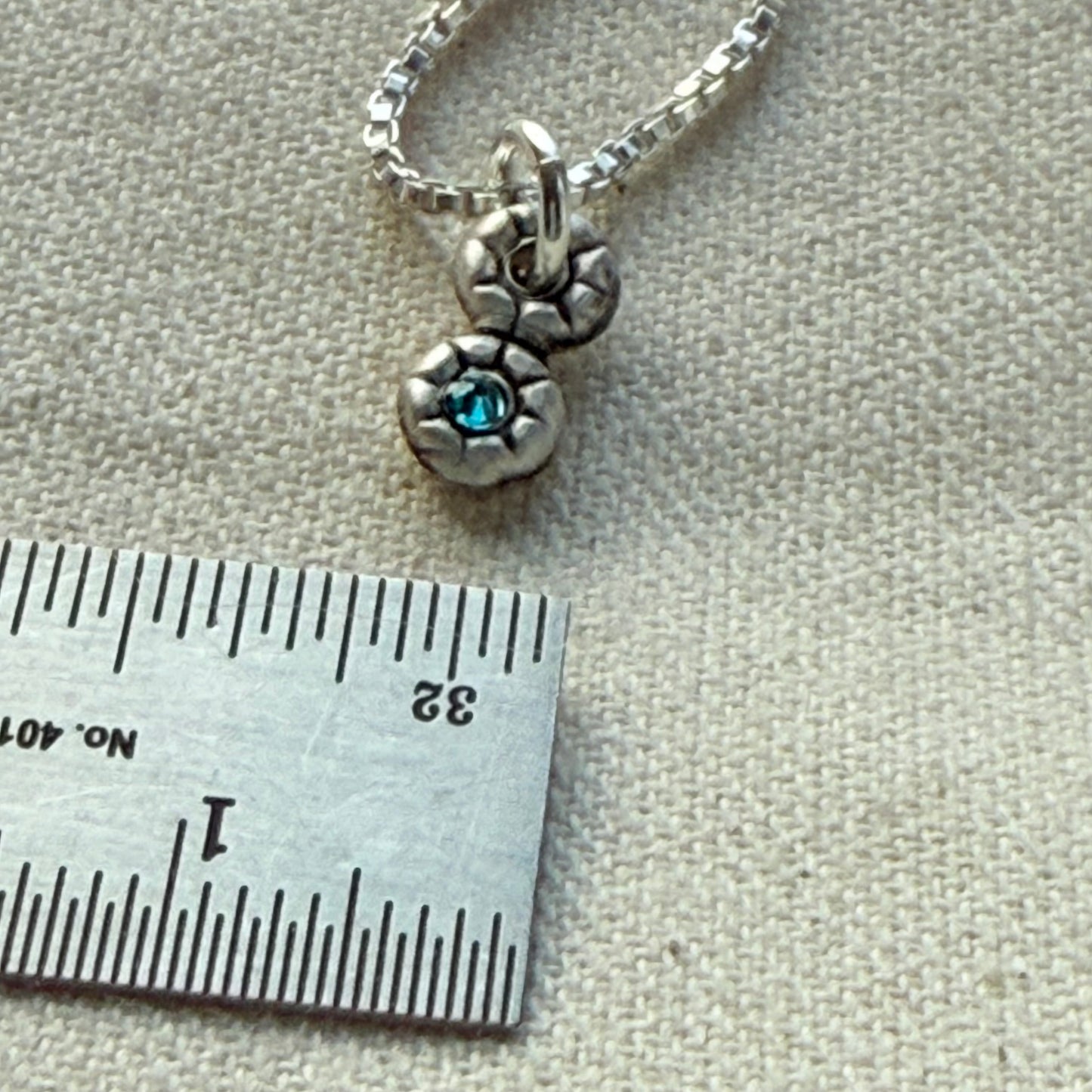 Teeny Tiny Sterling Silver Birthstone Flower Charm Necklace | Minimalist Mom Necklace | Drake Designs Jewelry