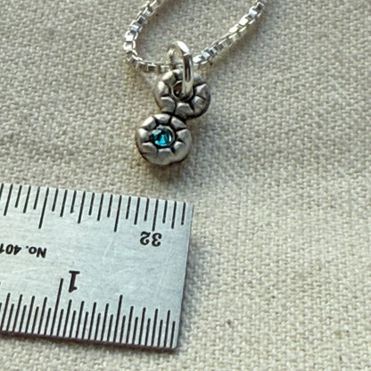 Teeny Tiny Sterling Silver Birthstone Flower Charm Necklace | Minimalist Mom Necklace | Drake Designs Jewelry