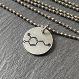 Dopamine molecule necklace. chemistry jewelry science gift for her. drake designs jewelry
