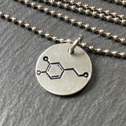Dopamine molecule necklace. chemistry jewelry science gift for her. drake designs jewelry