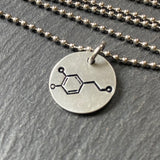 Dopamine molecule necklace. chemistry jewelry science gift for her. drake designs jewelry