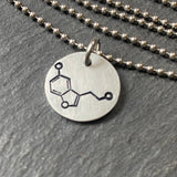 Molecule serotonin necklace science or chemistry gift.  chemistry jewelry.  Drake Designs Jewelry