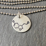 Happiness Molecule serotonin necklace gift for chemist or scientist. STEM chemistry jewelry for her. Drake Designs Jewelry