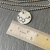 serotonin molecule necklace gift for scientist or chemist.  chemistry jewelry. Drake Designs Jewelry