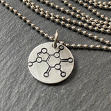 Caffeine molecule necklace. chemistry gift for her. science jewelry. drake designs jewelry