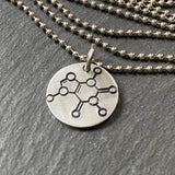 Caffeine molecule necklace. science gift for her. chemistry jewelry. drake designs jewelry