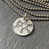 Caffeine molecule necklace. science gift for her. chemistry jewelry. drake designs jewelry