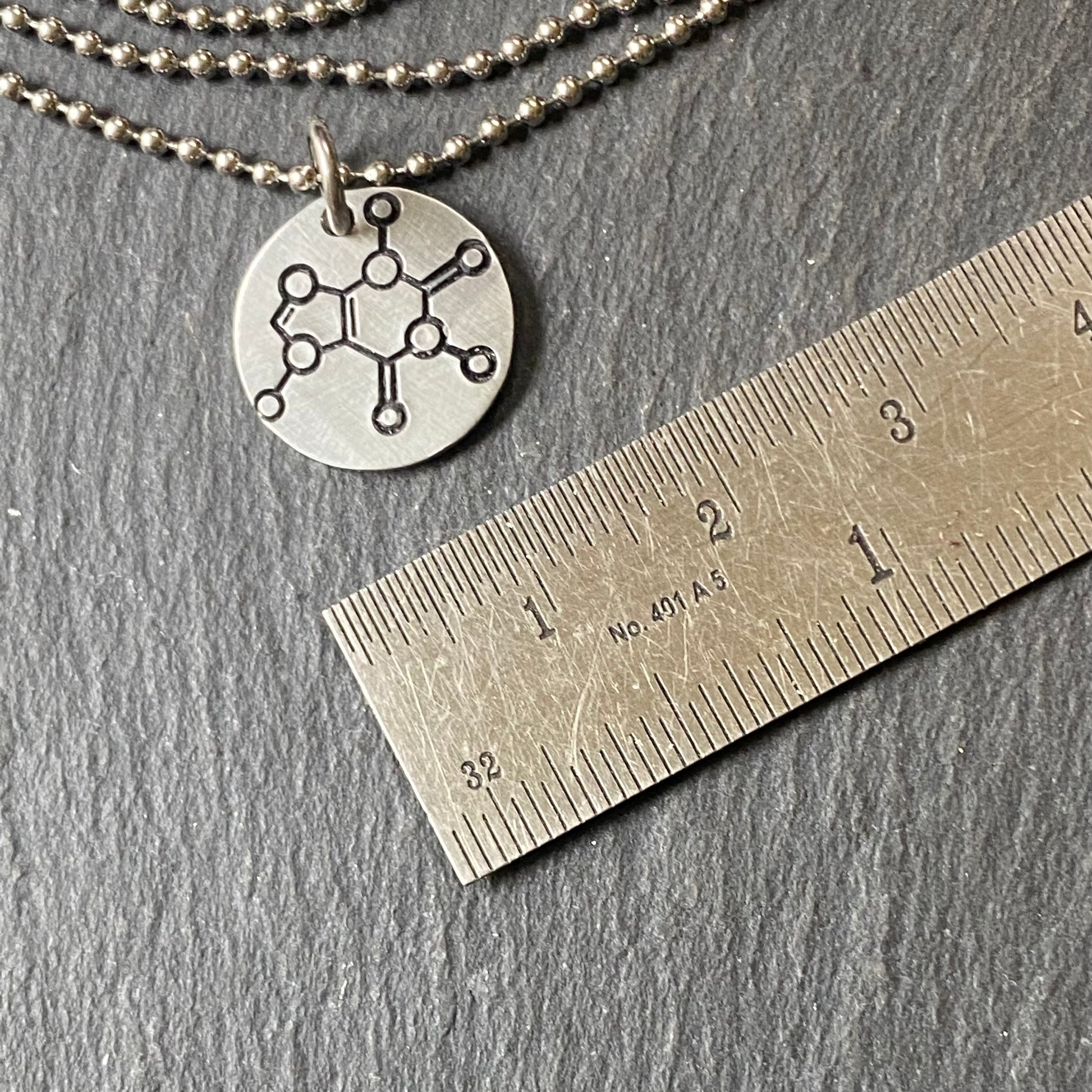 Caffeine molecule necklace. science gift for her. chemistry jewelry. drake designs jewelry