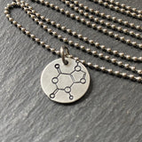chocolate molecule necklace. science jewelry chemistry gift for her. drake designs jewelry