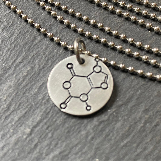 chocolate molecule necklace. chemistry jewelry science gift for her. drake designs jewelry