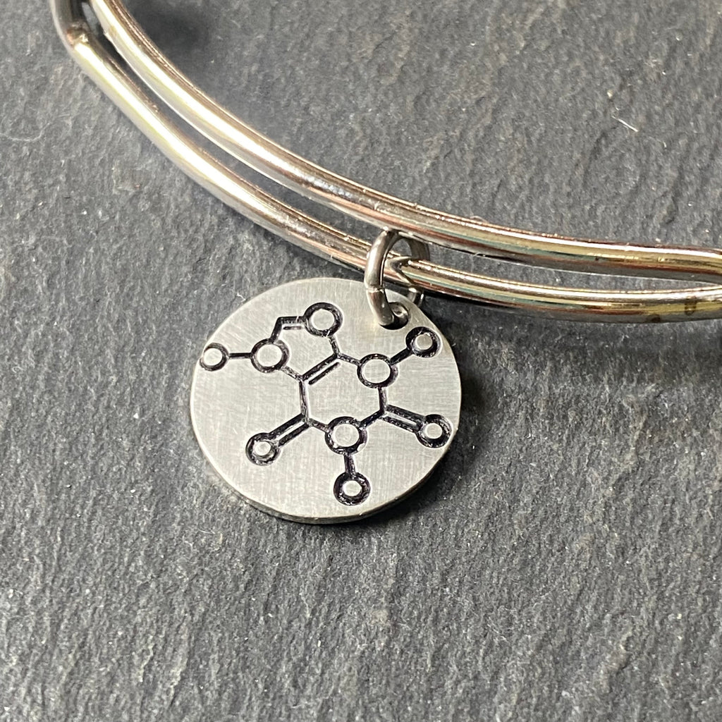 caffeine molecule bracelet. science and chemistry jewelry.  Science geek chemistry gift for her. Drake designs jewelry