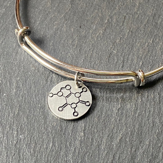 caffeine molecule bracelet. science and chemistry jewelry. Science geek chemistry gift for her. Drake designs jewelry