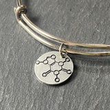 caffeine molecule bangle bracelet. science  jewelry. chemistry gift for her. Drake designs jewelry