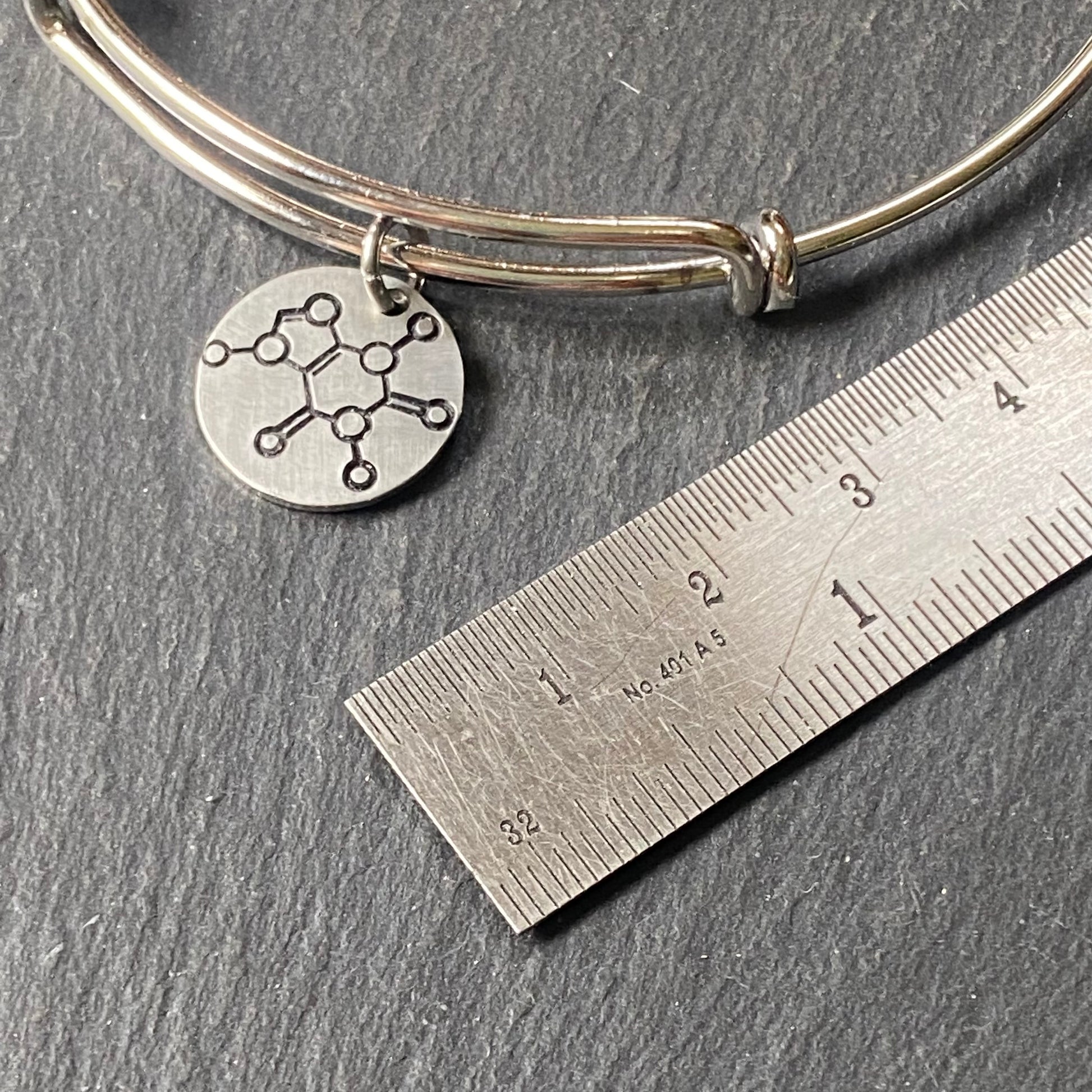 caffeine molecule bangle bracelet. science and chemistry jewelry.  science gift for her. Drake designs jewelry
