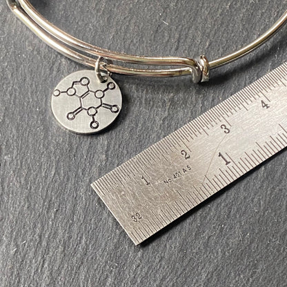caffeine molecule bangle bracelet. science and chemistry jewelry.  science gift for her. Drake designs jewelry