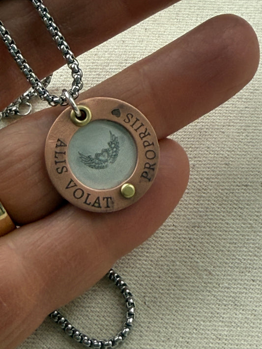 Alis Volat Propriis necklace  - she flies with her own wings - latin phrase jewelry  for women - inspirational - drake designs jewelry