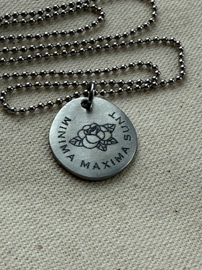 minima maxima sunt necklace - latin phrase jewelry -  the little things are the most important - drake designs jewelry