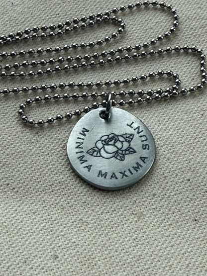 minima maxima sunt necklace - latin phrase jewelry -  the little things are the most important - drake designs jewelry