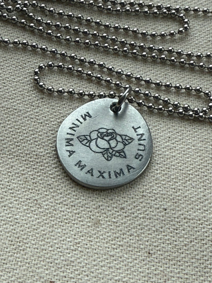 minima maxima sunt necklace - latin phrase jewelry -  the little things are the most important - drake designs jewelry