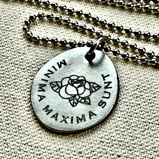 minima maxima sunt necklace - latin phrase jewelry -  the little things are the most important - drake designs jewelry
