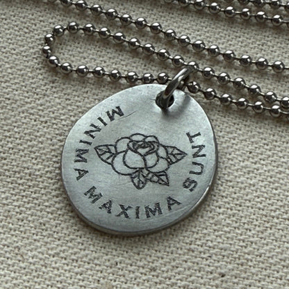 minima maxima sunt necklace - latin phrase jewelry -  the little things are the most important - drake designs jewelry