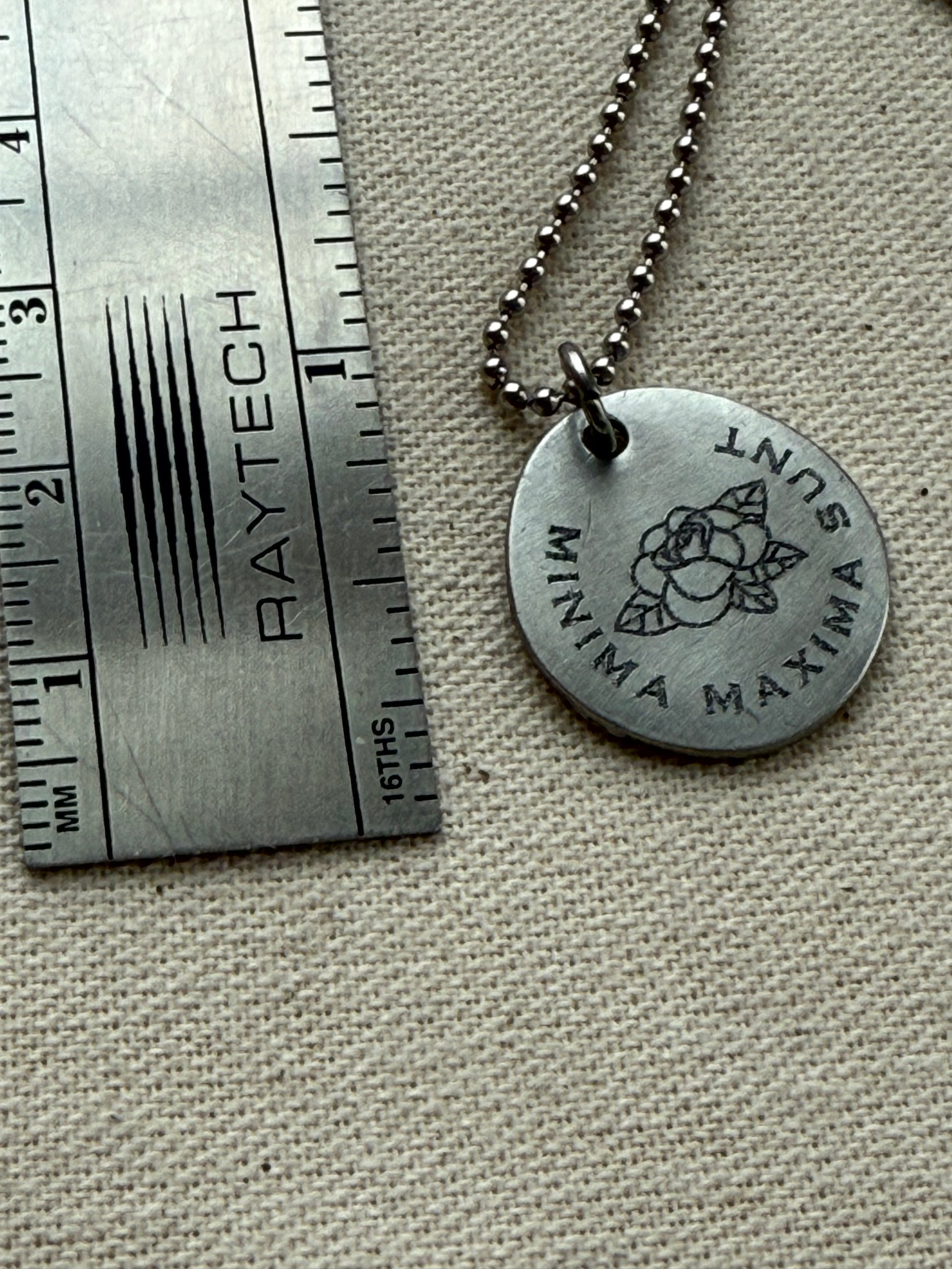 minima maxima sunt necklace - latin phrase jewelry -  the little things are the most important - drake designs jewelry