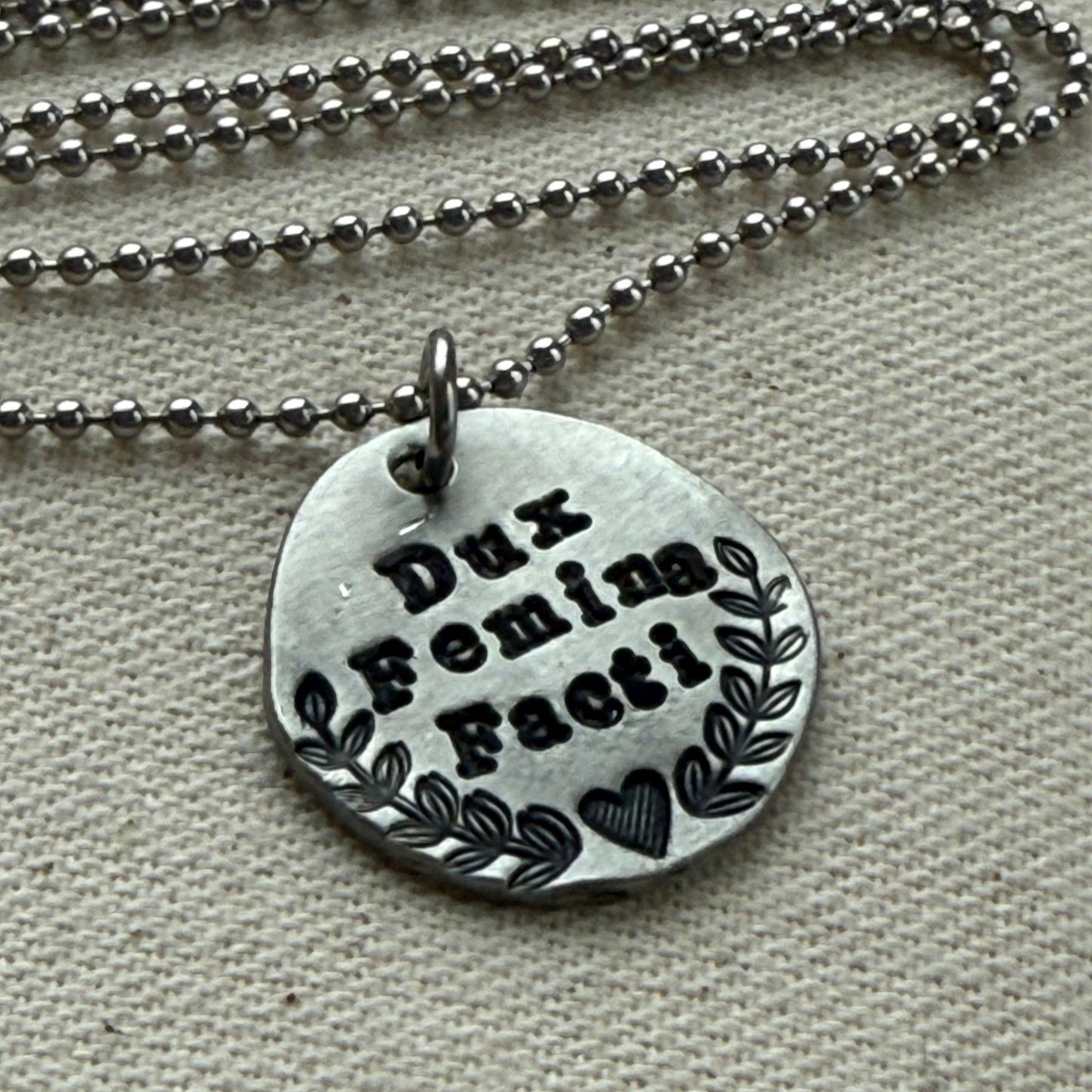 Dux Femina Facti -  Latin Phrase Necklace- a Woman was the Leader of the Deed - the Aneid (Copy) (Copy)