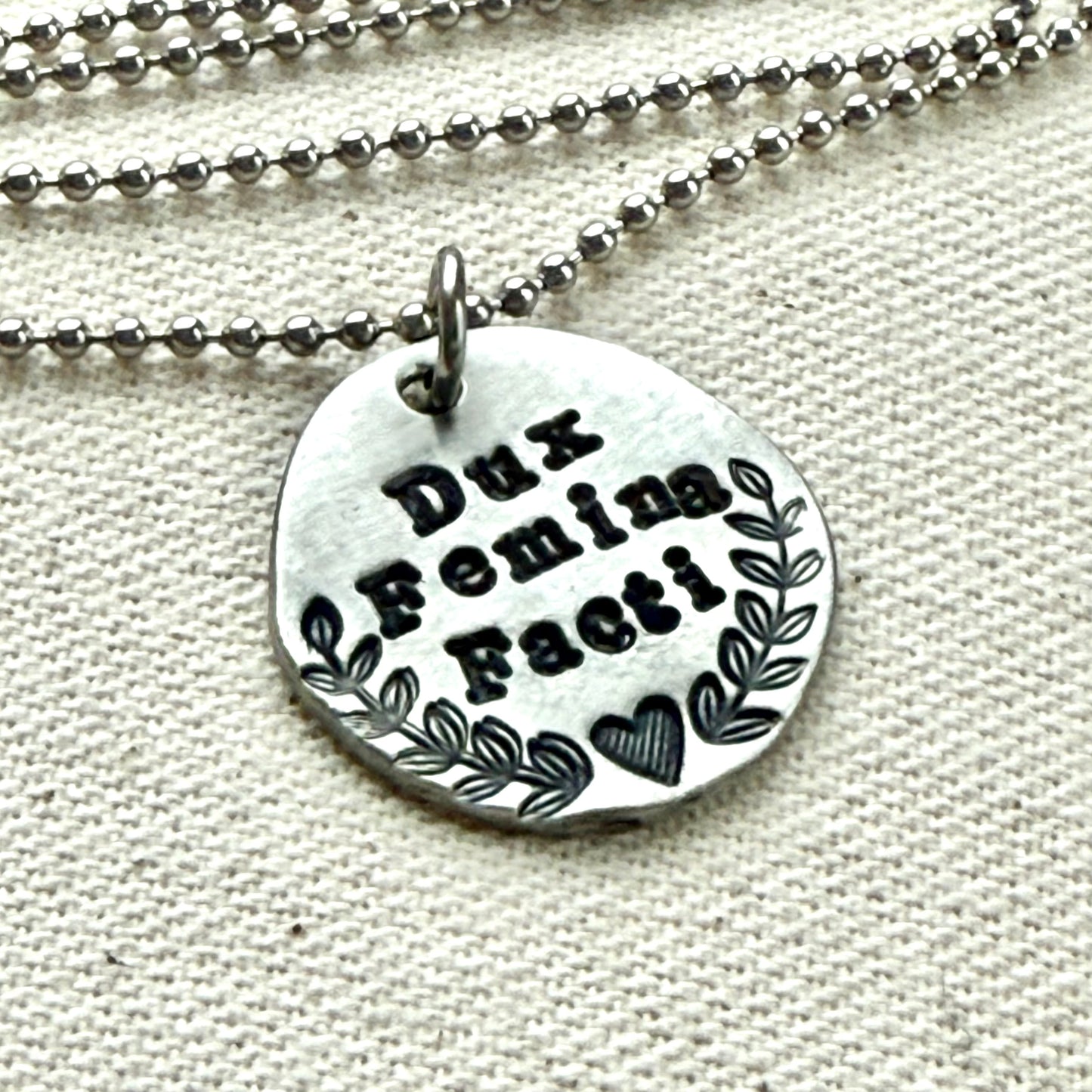 Dux Femina Facti -  Latin Phrase Necklace- a Woman was the Leader of the Deed - the Aneid (Copy) (Copy)