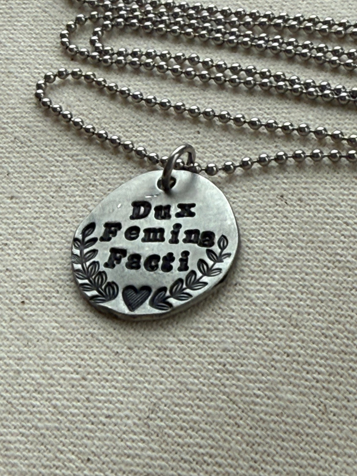 Dux Femina Facti -  Latin Phrase Necklace- a Woman was the Leader of the Deed - the Aneid (Copy) (Copy)