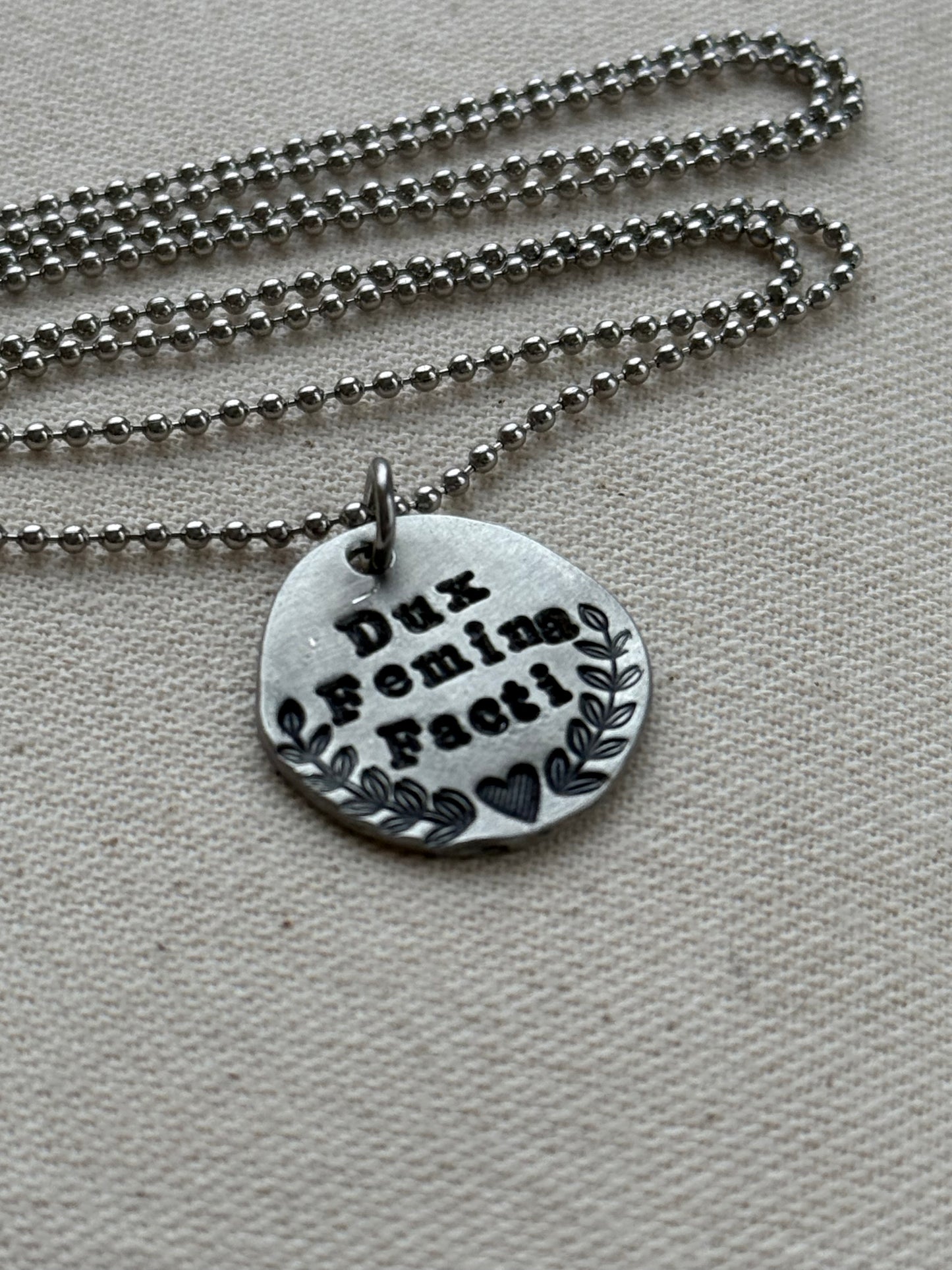 Dux Femina Facti -  Latin Phrase Necklace- a Woman was the Leader of the Deed - the Aneid (Copy) (Copy)