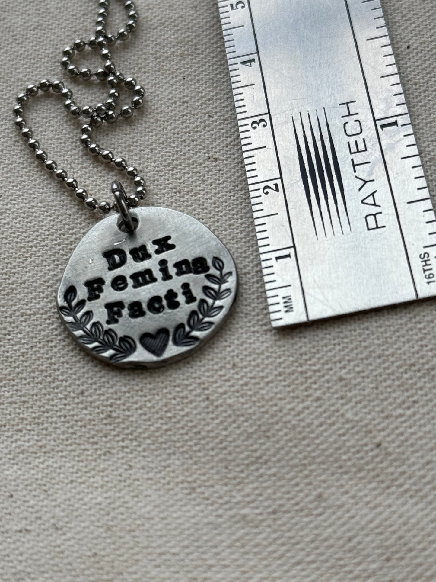 Dux Femina Facti -  Latin Phrase Necklace- a Woman was the Leader of the Deed - the Aneid (Copy) (Copy)