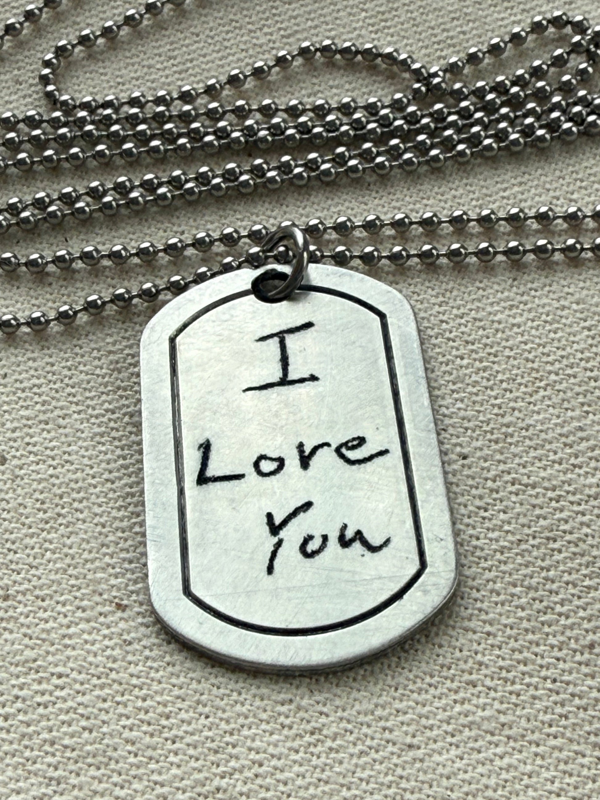 Actual Handwriting Necklace Personalized with Loved Ones Handwriting on Custom Dog Tag Style Pendant - drake designs jewelry