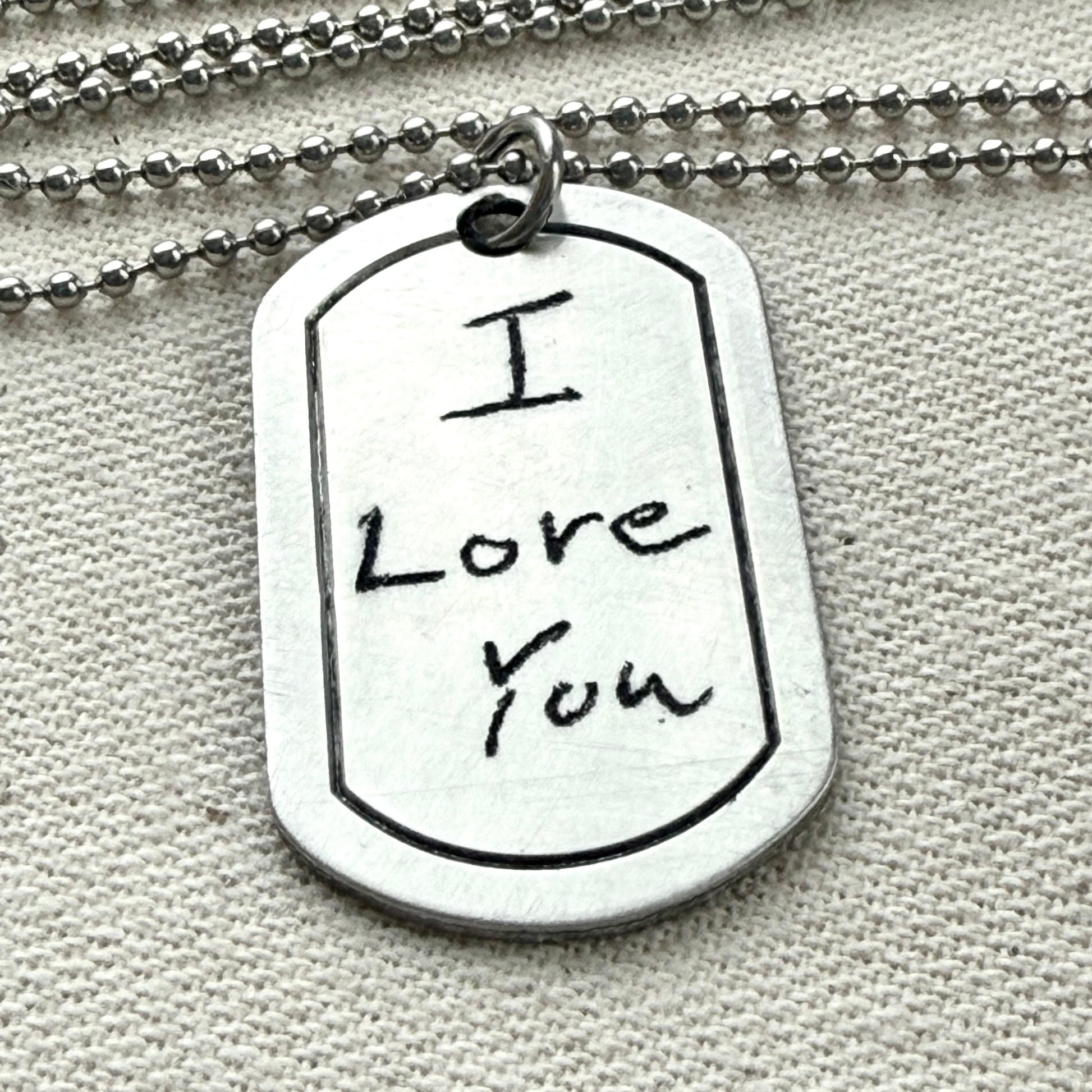 Actual Handwriting Necklace Personalized with Loved Ones Handwriting on Custom Dog Tag Style Pendant - drake designs jewelry
