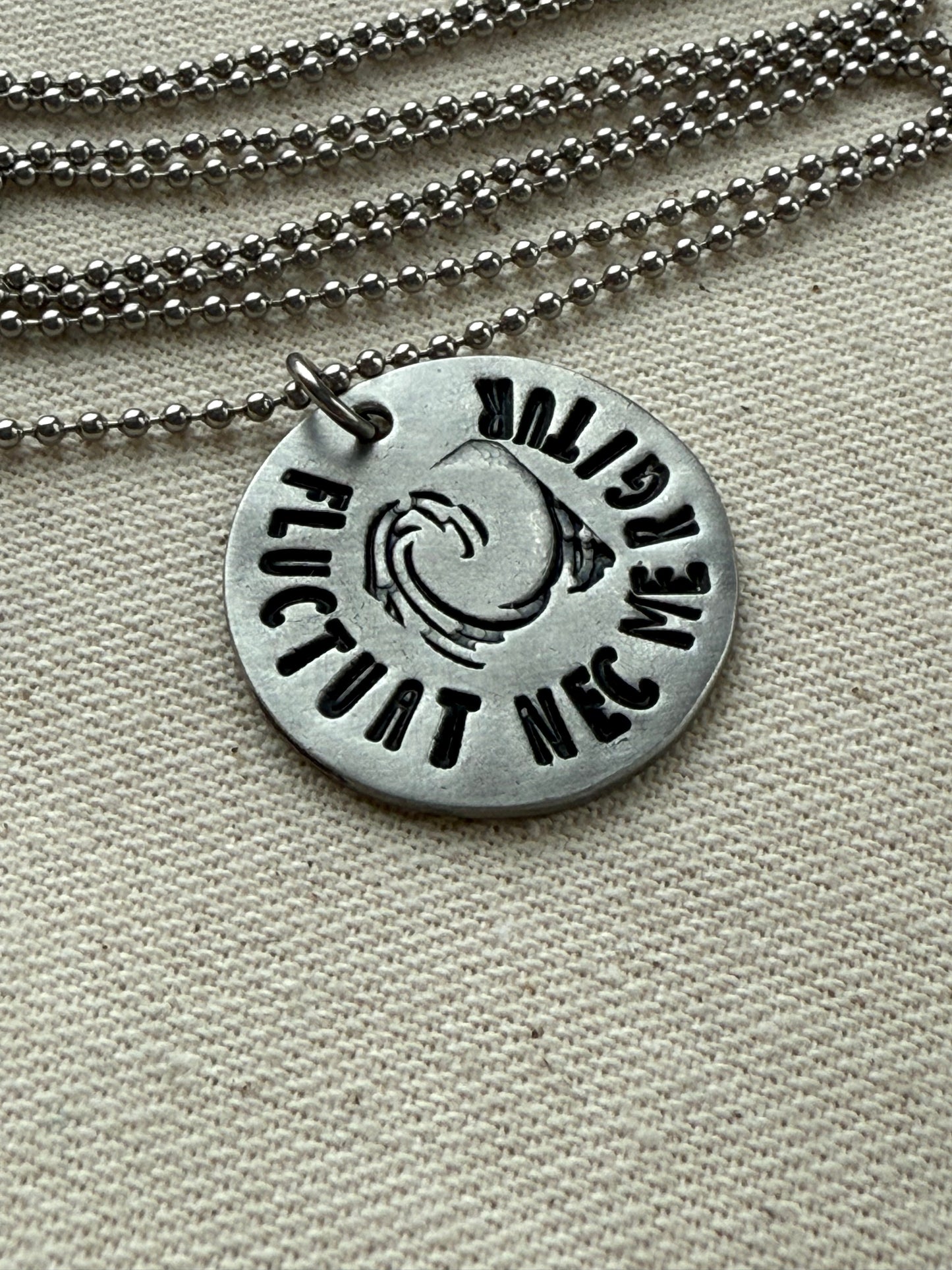 Fluctuat Nec Mergitur -  Latin Phrase Necklace- Tossed by the Waves, But Does Not Sink - Drake Designs Jewelry