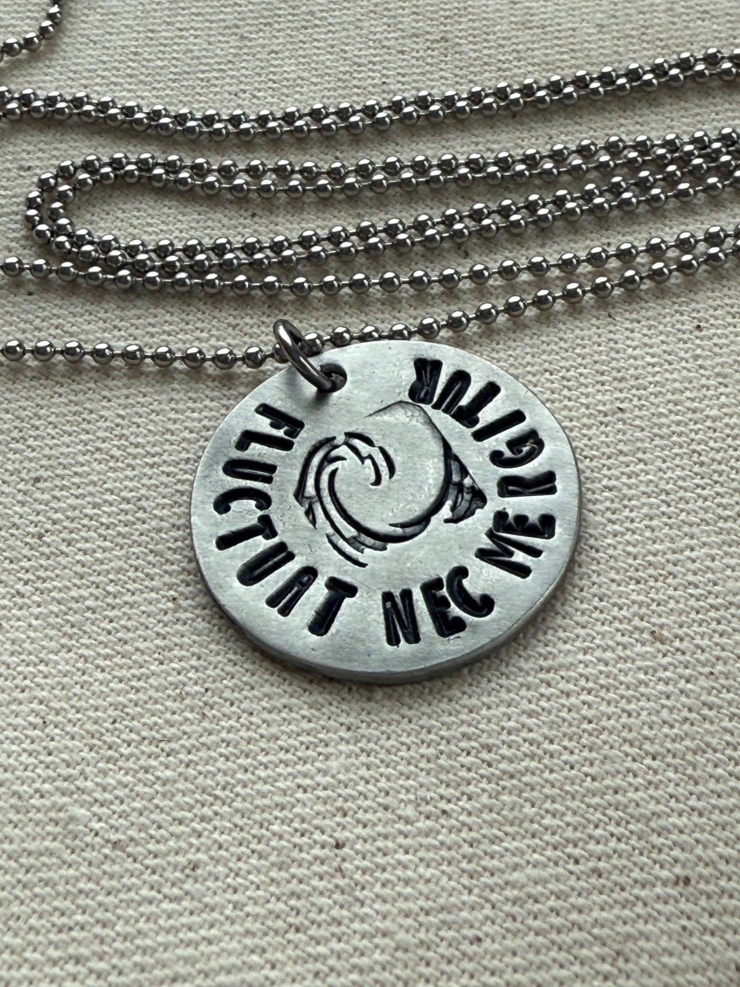Fluctuat Nec Mergitur -  Latin Phrase Necklace- Tossed by the Waves, But Does Not Sink - Drake Designs Jewelry