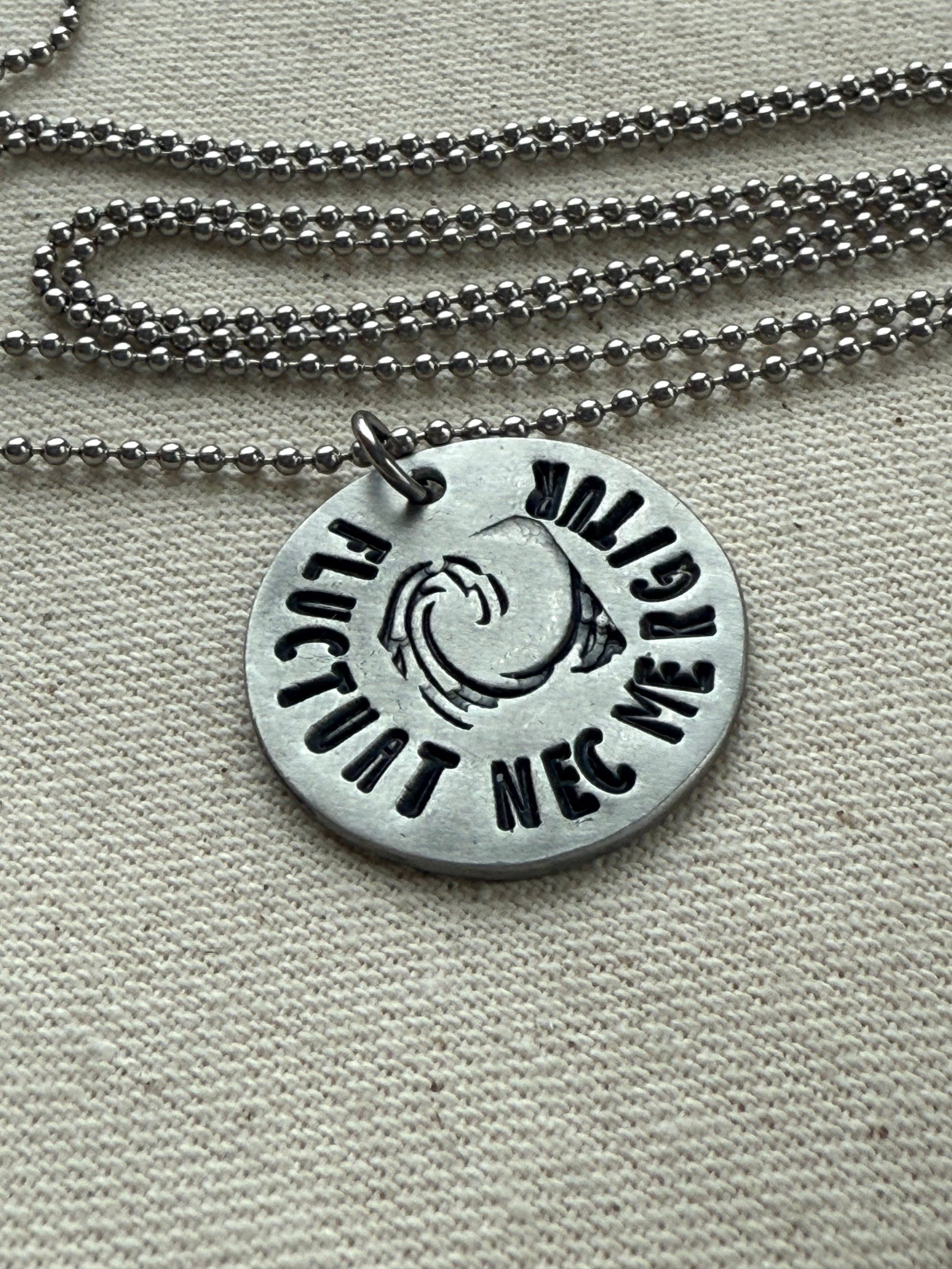 Fluctuat Nec Mergitur -  Latin Phrase Necklace- Tossed by the Waves, But Does Not Sink - Drake Designs Jewelry